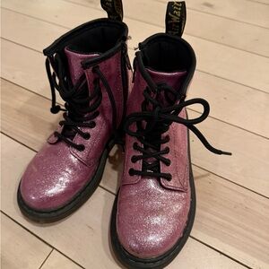 Dr. Martens Kids Pink Glitter Lace-Up Boots
